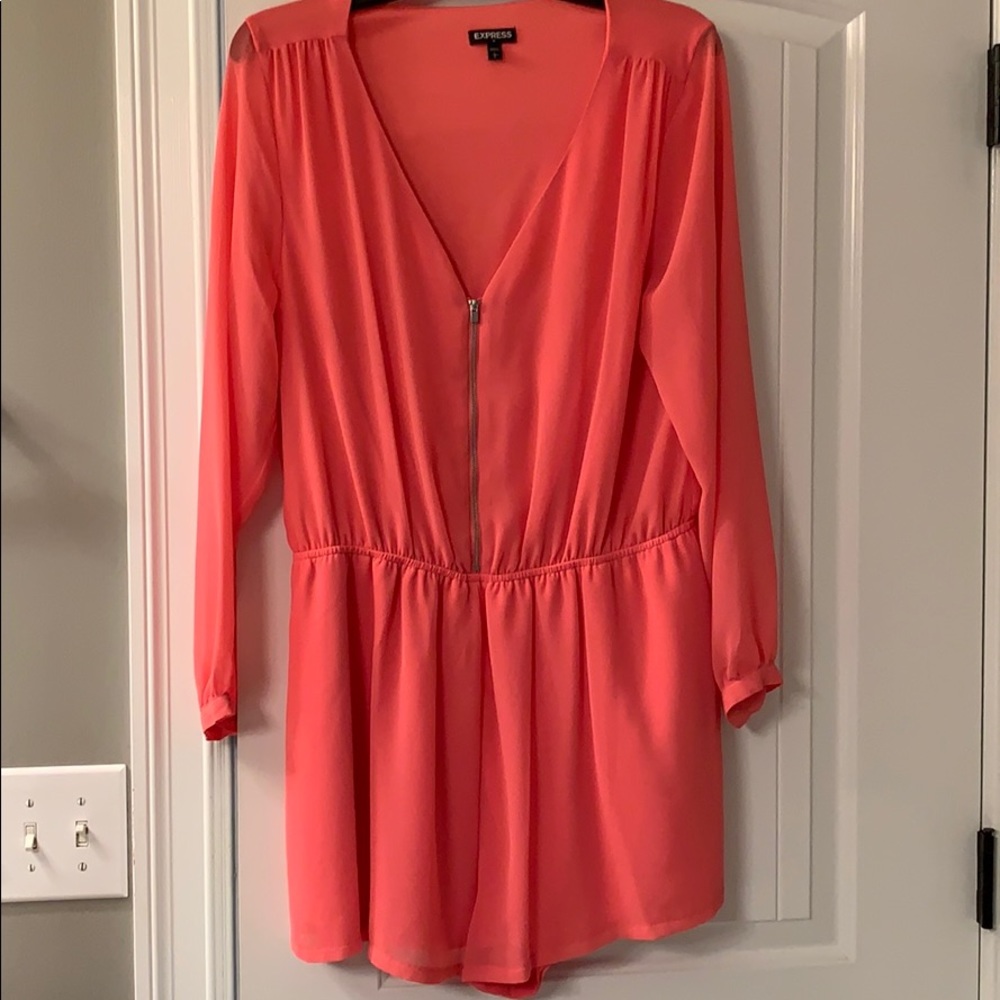 Express coral zip up romper size L